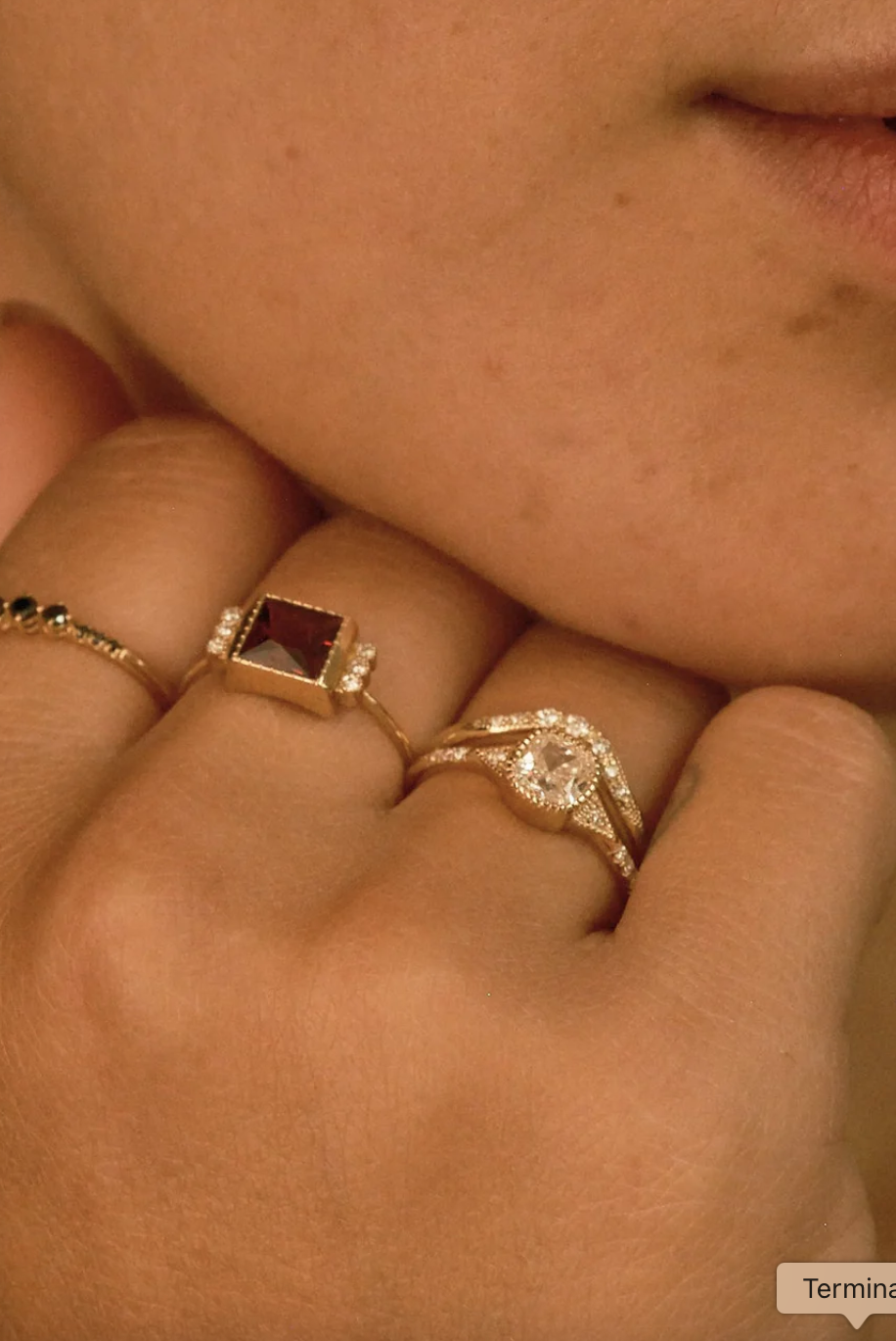 Deco Ring With Diamond Cushion
